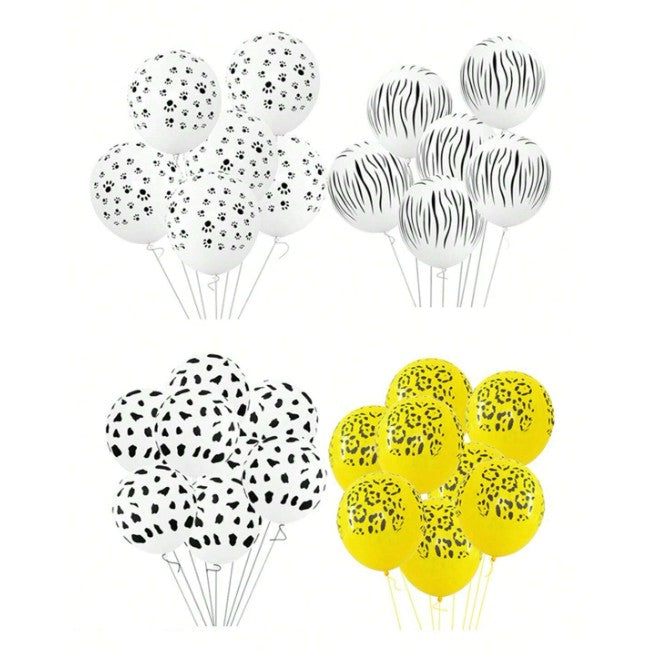 Set 10 Baloane Latex Party Animal Print, Mix Culori Portocaliu Galben si Alb, Diametru 23 cm, Greutate 1.4 g