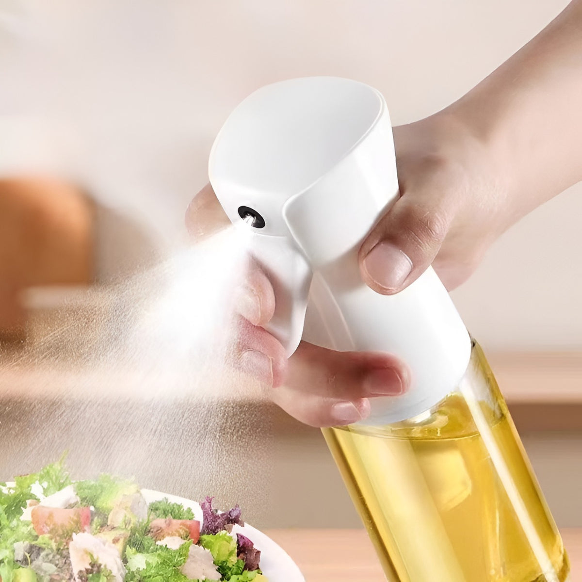 Pulverizator Pentru Ulei si Otet, Dozator Reincarcabil cu Pulverizare Uniforma, Recipient din Plastic, 200 ml, Alb