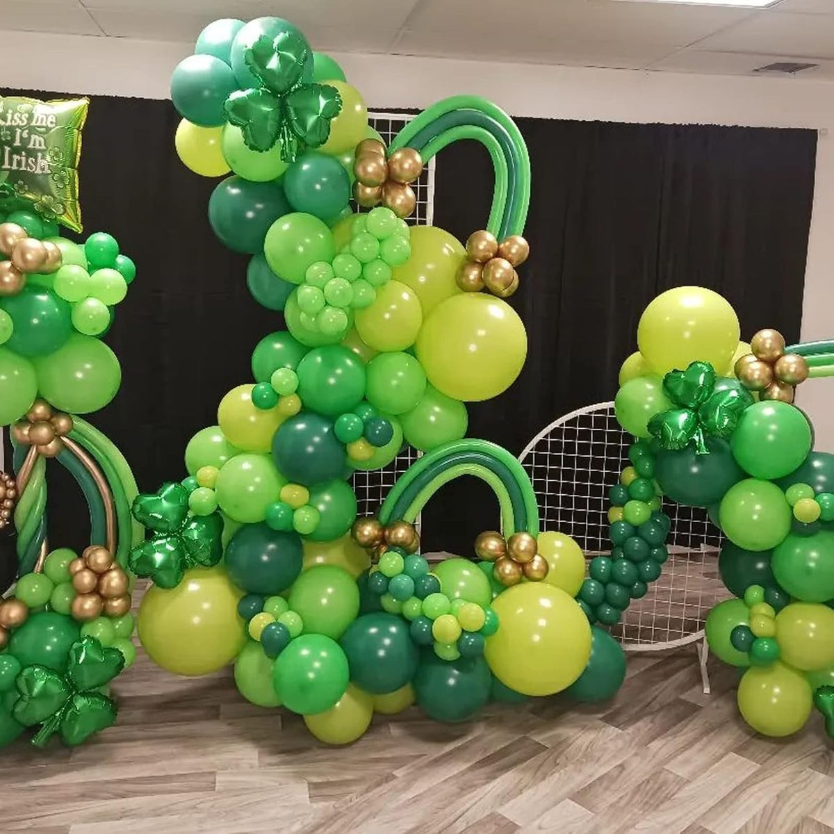 Set 10 Baloane Din Latex, Model Party Pentru Petreceri, Compatibile Aer Sau Heliu, Biodegradabile, 30 cm, Verde Diferite Nuante, 2.8 g