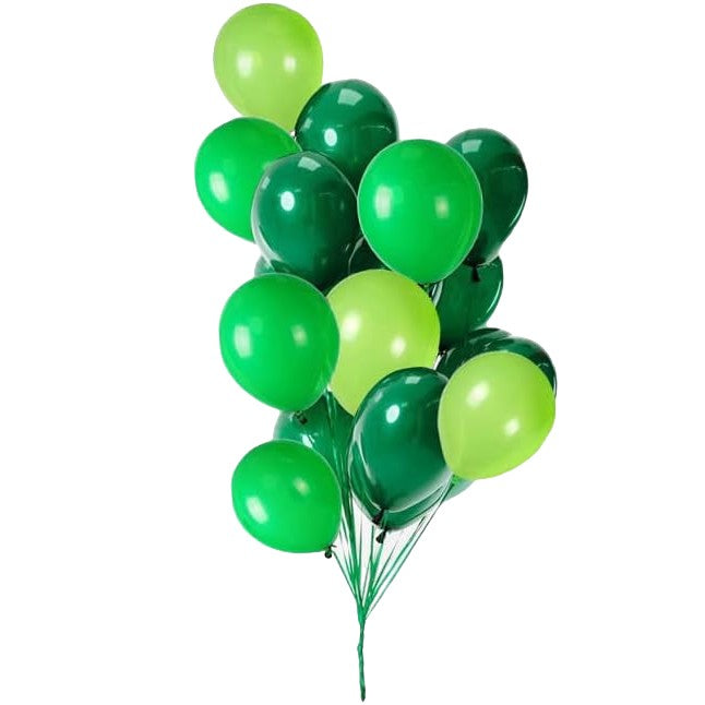 Set 10 Baloane Din Latex, Model Party Pentru Petreceri, Compatibile Aer Sau Heliu, Biodegradabile, 30 cm, Verde Diferite Nuante, 2.8 g