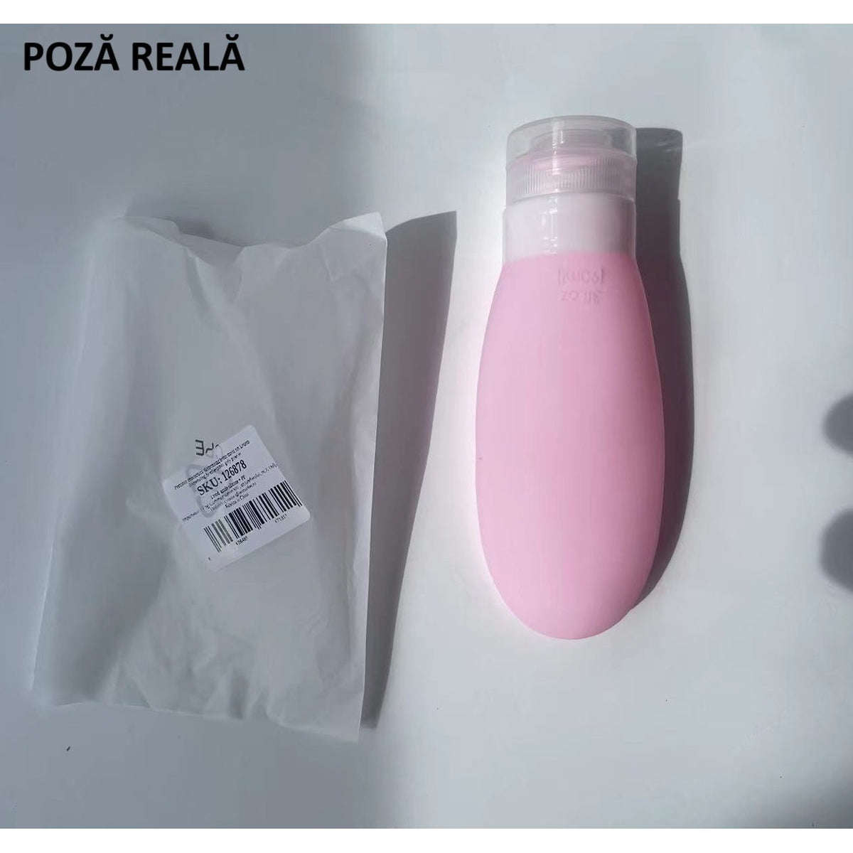 Recipient de Voiaj din Silicon pentru Sampon si Lotiune, Sticla Reincarcabila Anti-scurgere, Aprobat TSA, Fara BPA, 90 ml, Roz