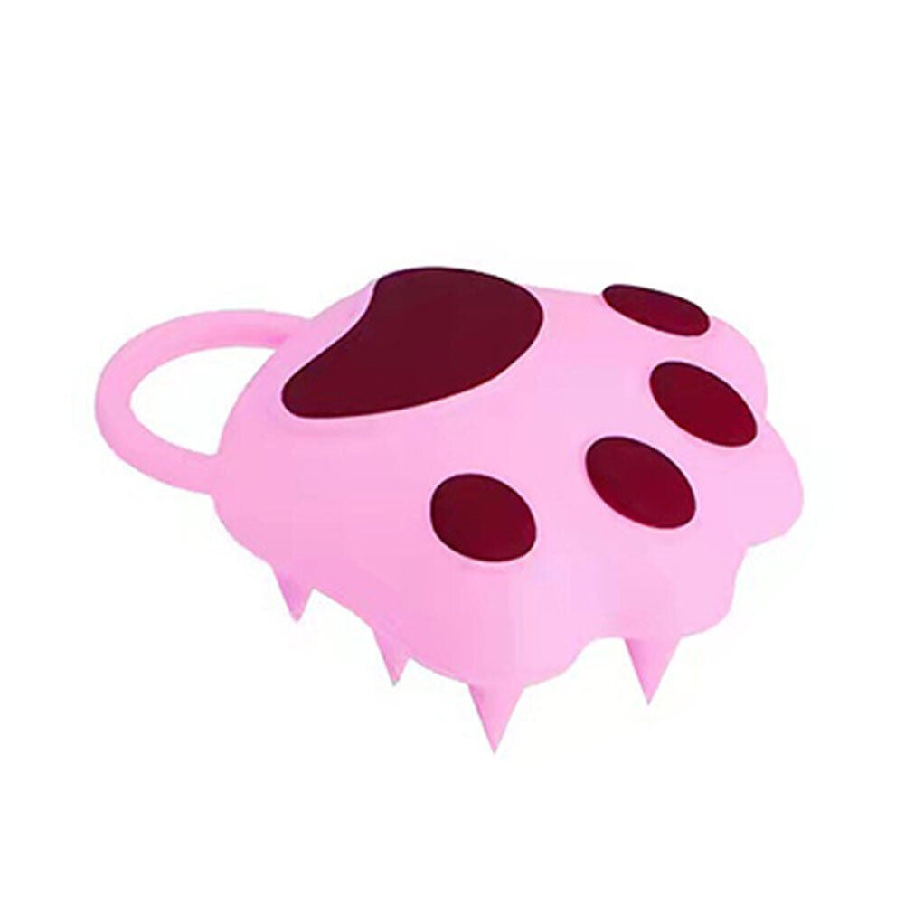 Perie Masaj Scalp și Aplicare Șampon, Stimularea Creșterii Părului și Exfoliere, Silicon și Plastic, Model Labuță Pisică, 7x8 cm, Roz