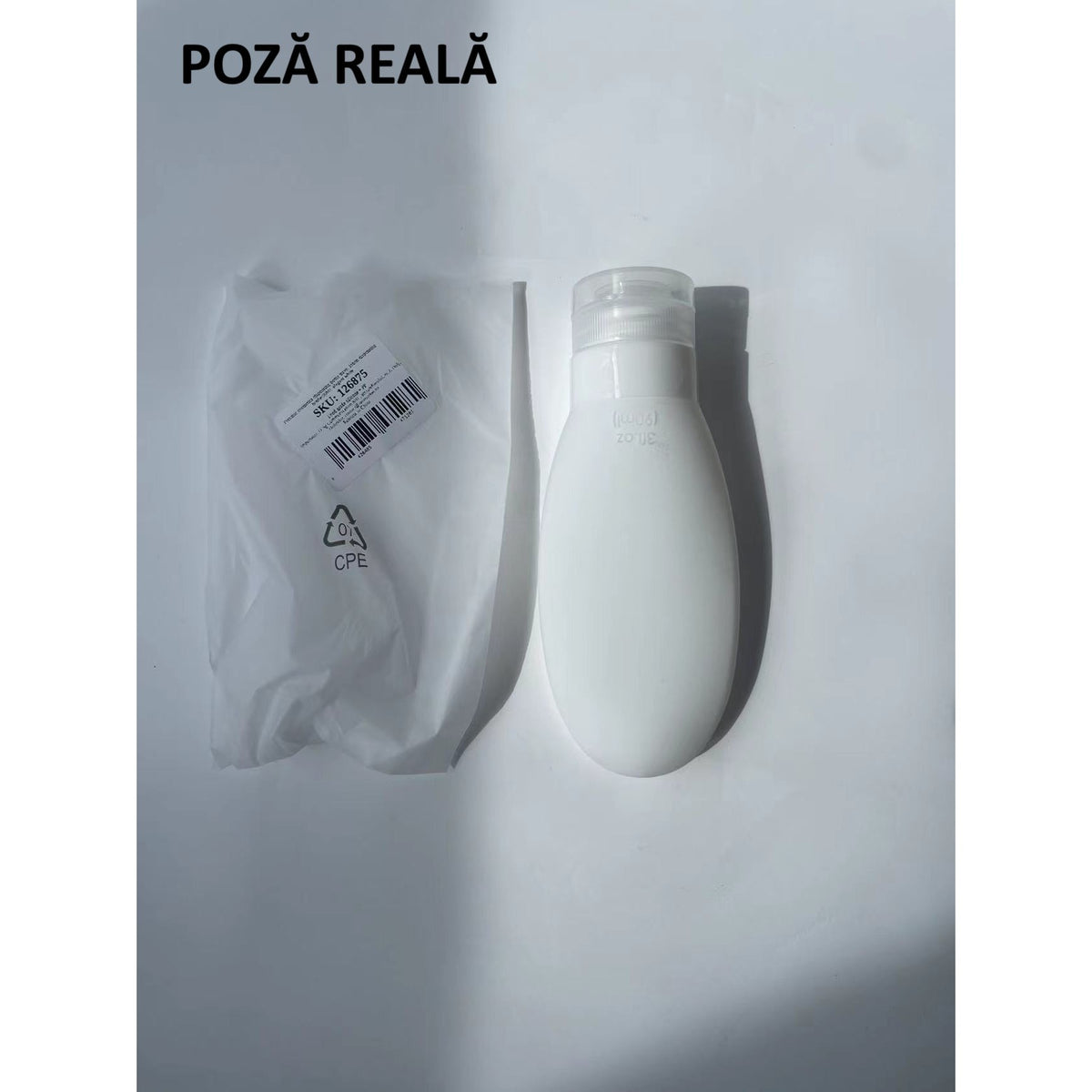 Recipient de Călătorie din Silicon pentru Șampon și Loțiune, Sticlă Reîncărcabilă cu Design Anti-Scurgere, Fără BPA, 90 ml, Alb
