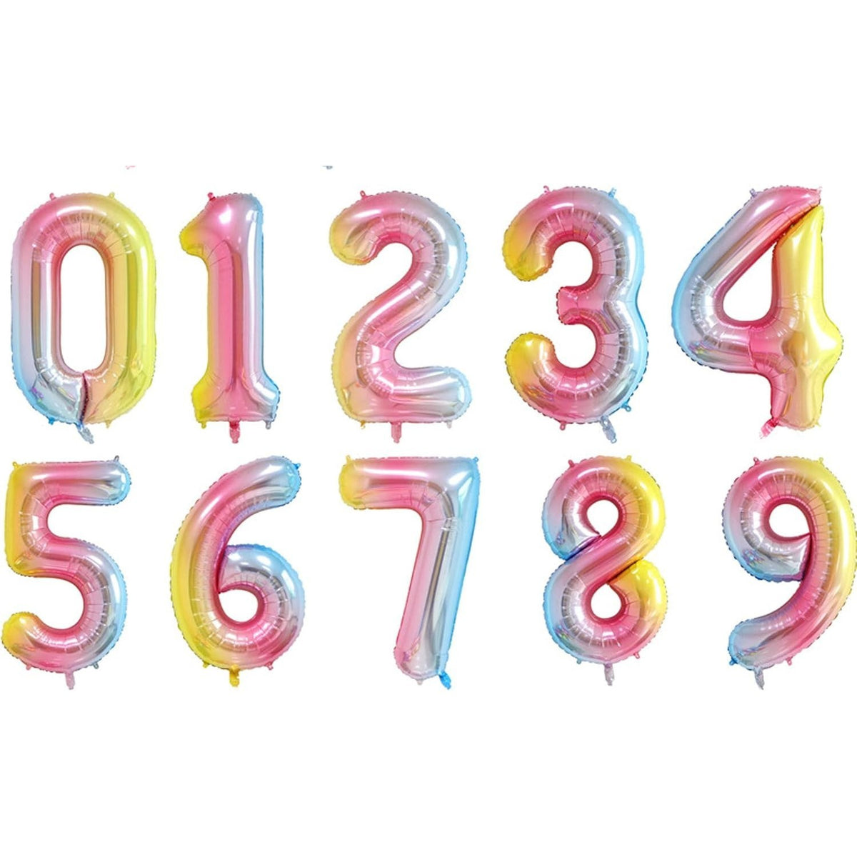Balon Aniversar Cifra 3, Figurina Gigant din Folie Metalizata Gradient, Umflare Aer sau Heliu, Pai Inclus, 100 cm, Multicolor