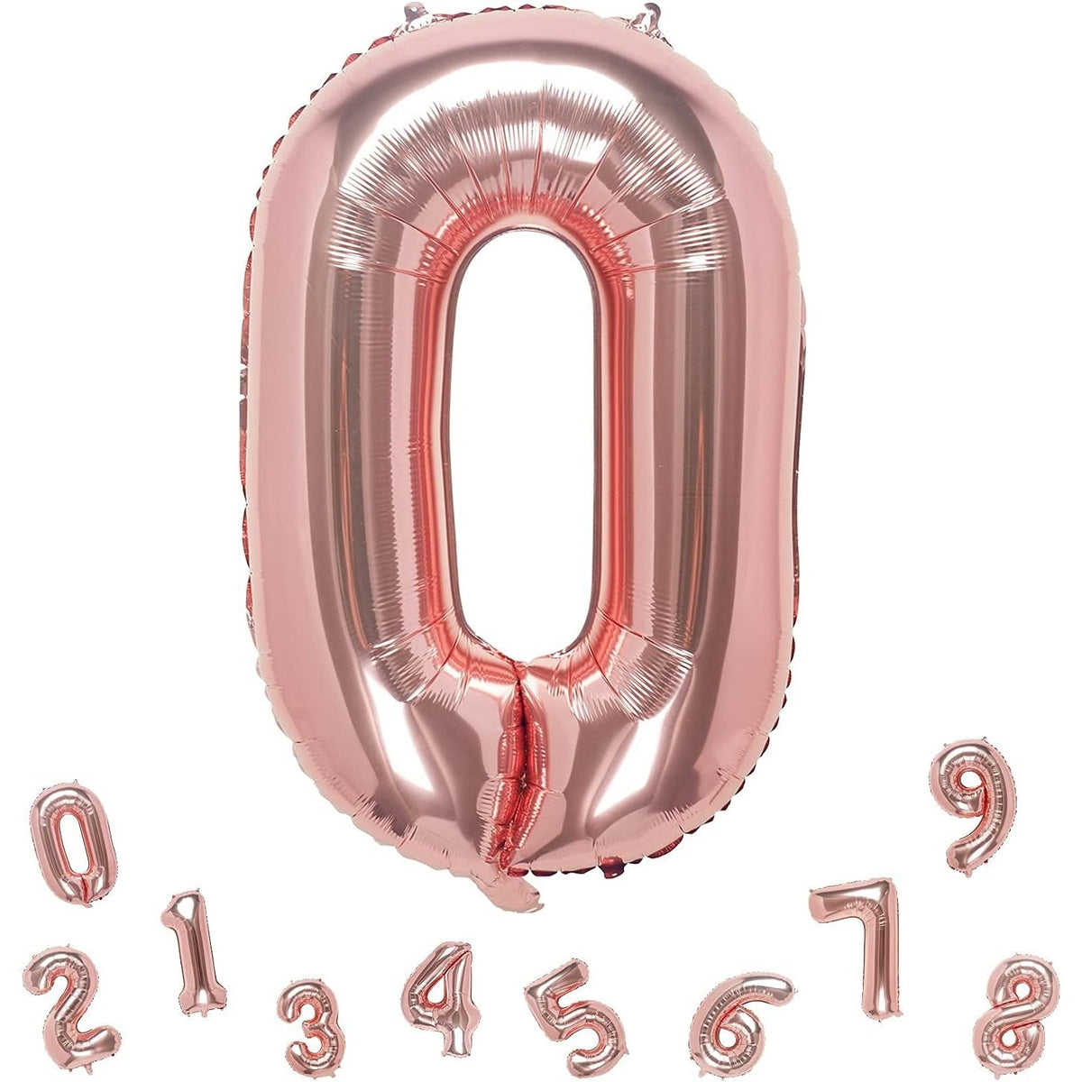 Balon Aniversar Cifra 0, Figurina din Folie de Aluminiu, Umflare Aer sau Heliu, include Pai, 100 cm, Roz Coral