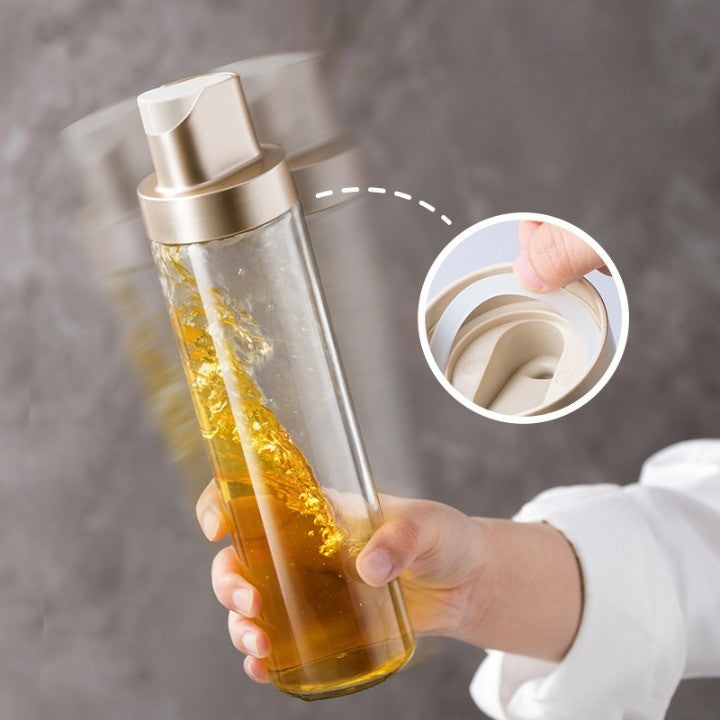 Dispenser Pentru Ulei Si Otet, Deschidere Automata Gravitationala, Recipient Din Sticla Si ABS, Protectie Anti-Scurgere, 500 ml, Gri