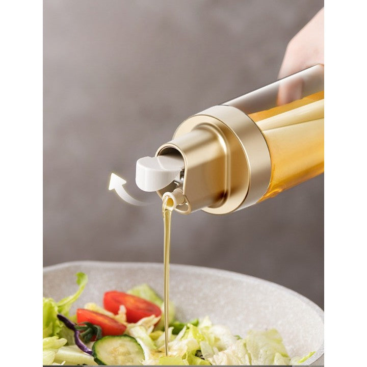 Dispenser Pentru Ulei Si Otet, Deschidere Automata Gravitationala, Recipient Din Sticla Si ABS, Protectie Anti-Scurgere, 500 ml, Gri
