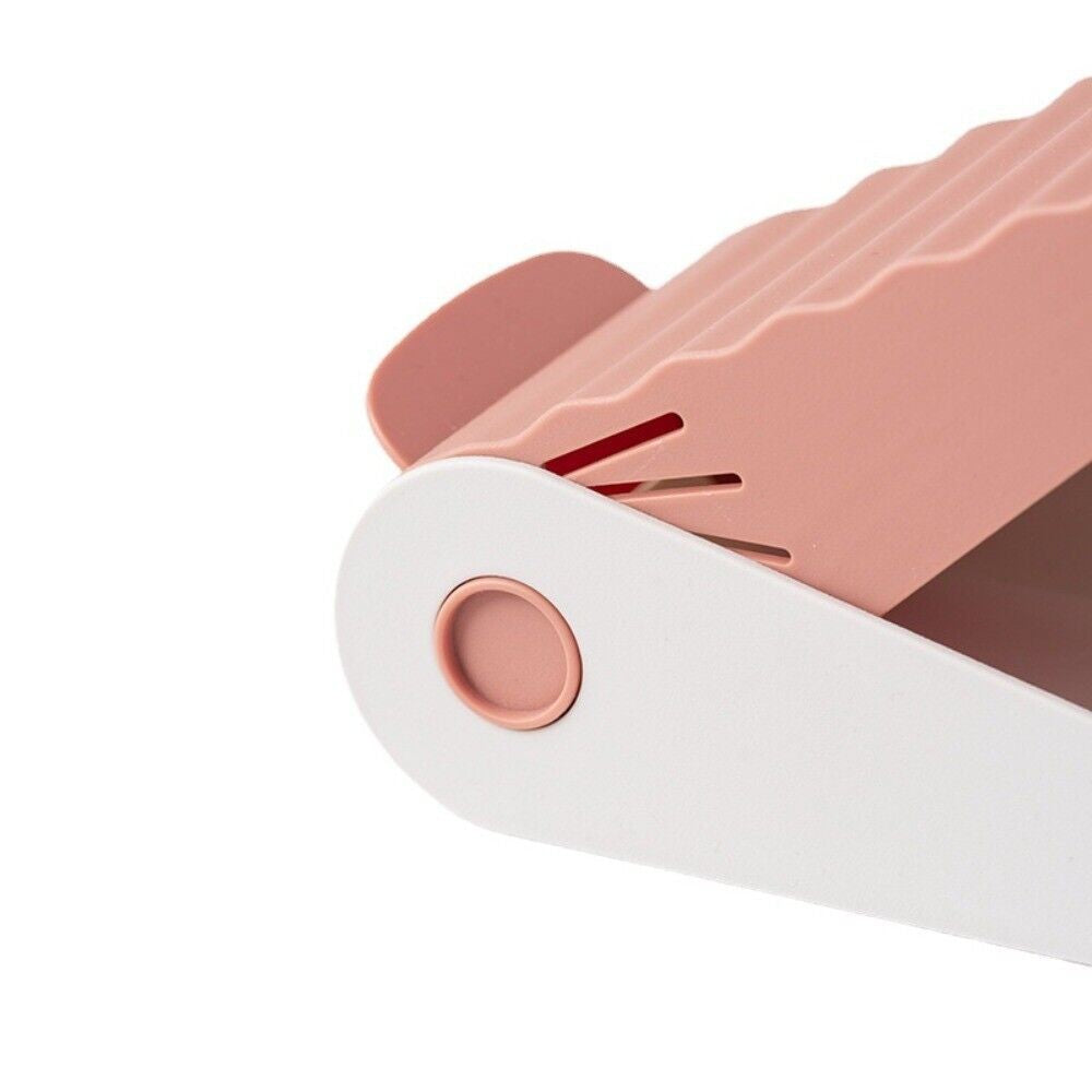 Suport Pantofi Organizator pentru Economisire Spatiu, Inaltime Reglabila pe 4 Niveluri, Suprafata Antiderapanta, Plastic Rezistent, 25.5x11x7.5 cm, Roz