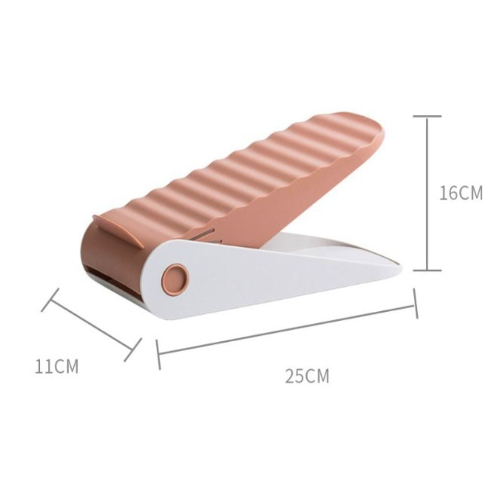 Suport Pantofi Organizator pentru Economisire Spatiu, Inaltime Reglabila pe 4 Niveluri, Suprafata Antiderapanta, Plastic Rezistent, 25.5x11x7.5 cm, Roz