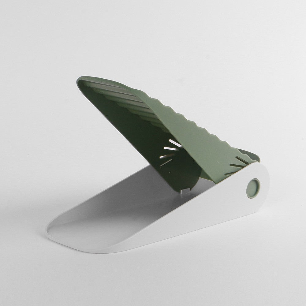 Suport Pantofi cu Două Straturi, Organizator Încălțăminte Reglabil pe Înălțime, Design Antiderapant pentru Economisire Spațiu, Plastic Durabil, 25.5x11x7.5 cm, Verde
