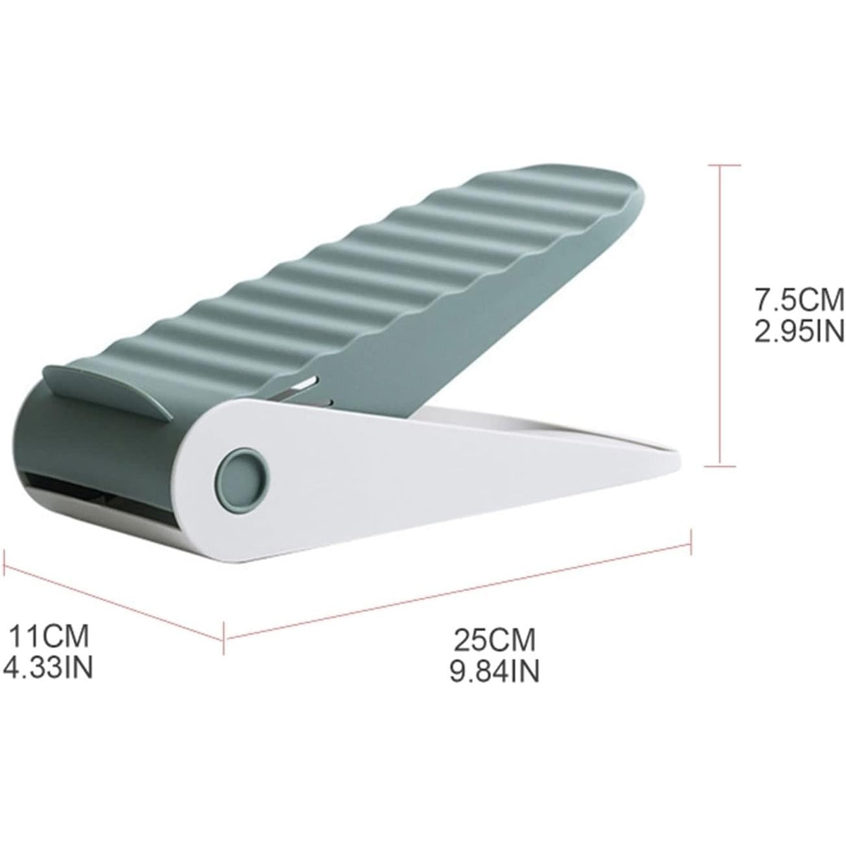 Suport Pantofi cu Două Straturi, Organizator Încălțăminte Reglabil pe Înălțime, Design Antiderapant pentru Economisire Spațiu, Plastic Durabil, 25.5x11x7.5 cm, Verde