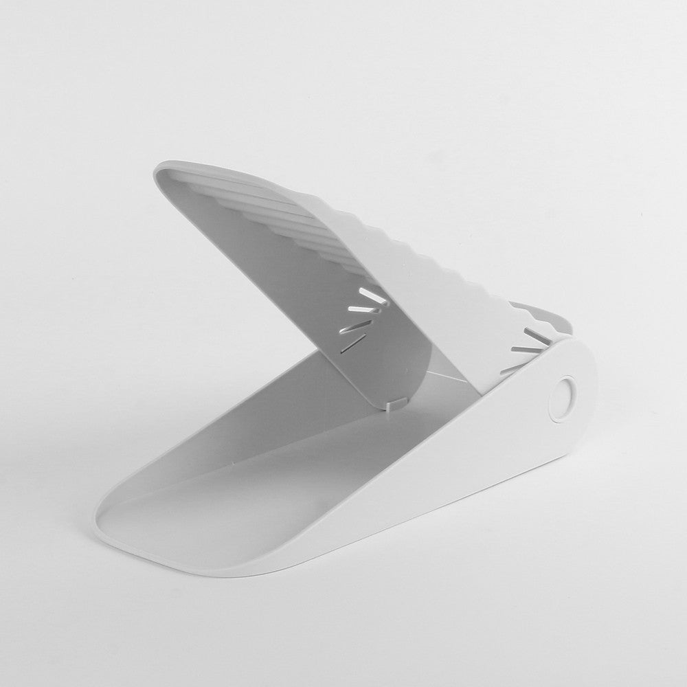Suport Pantofi cu Două Straturi, Organizator Încălțăminte pentru Economisire Spațiu, Înălțime Reglabilă și Suprafață Antiderapantă, Material Plastic Durabil, 25.5x11x7.5 cm, Alb