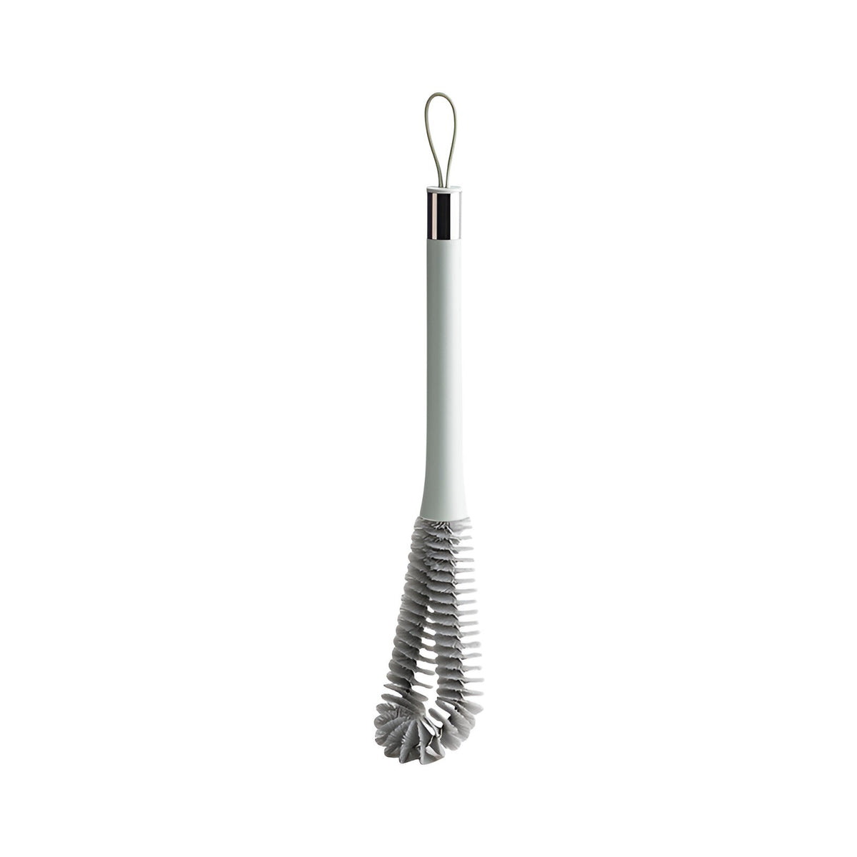 Perie de Curatat Pahare, Sticle si Biberoane, Maner Lung cu Mini Perie Tetine, Silicon si ABS, 38.5 cm, Verde