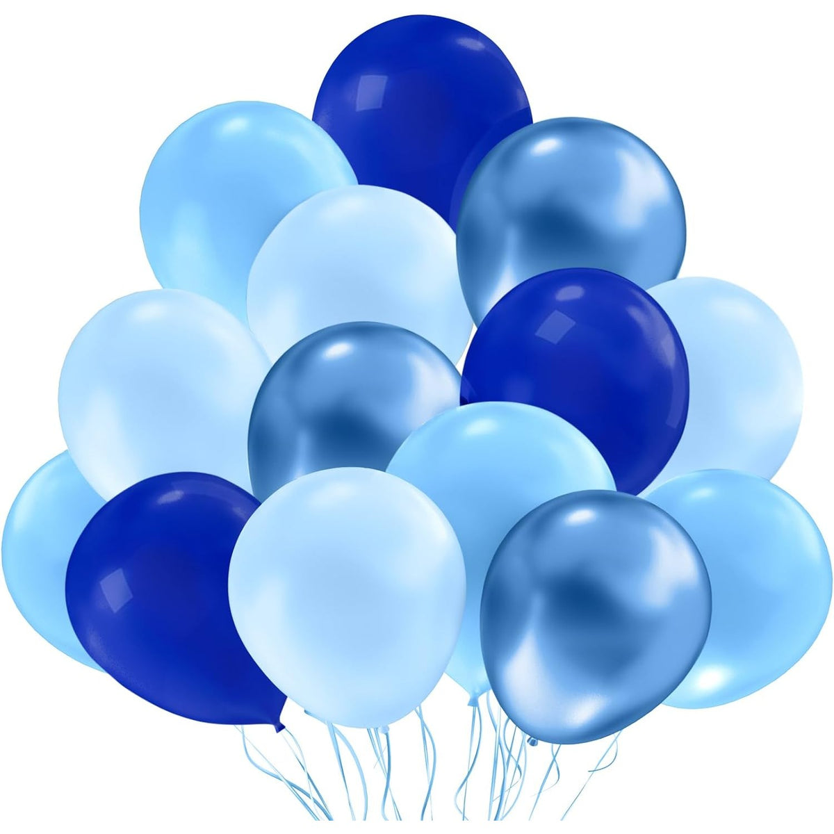 Set 10 Baloane din Latex pentru Petrecere, Potrivite pentru Aer sau Heliu, Biodegradabile, 30 cm, Albastru Diferite Nuante