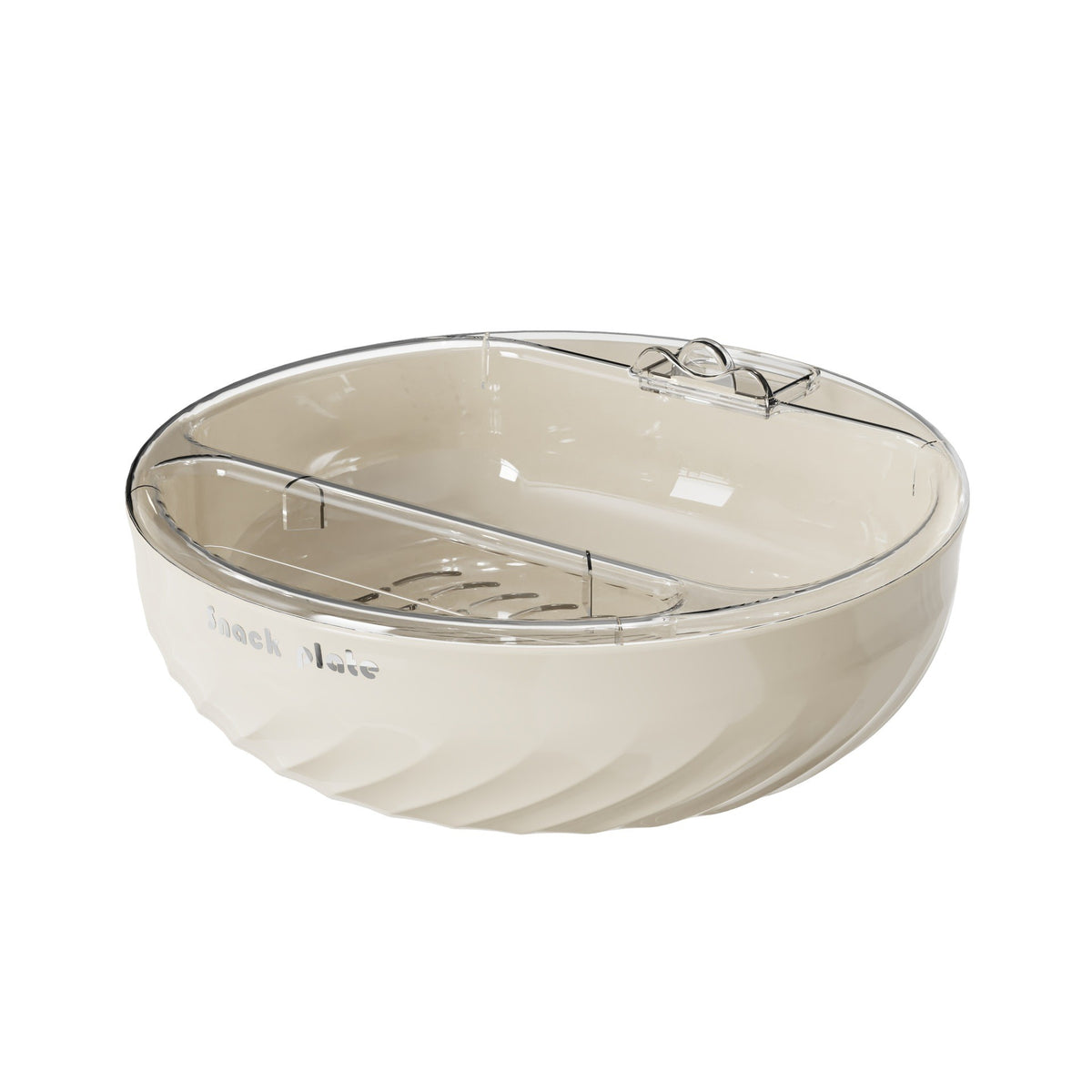 Bol cu Doua Straturi pentru Fructe si Legume, Strat Dublu cu Scurgere si Suport Telefon, Material PC, 22.4x9 cm, Crem
