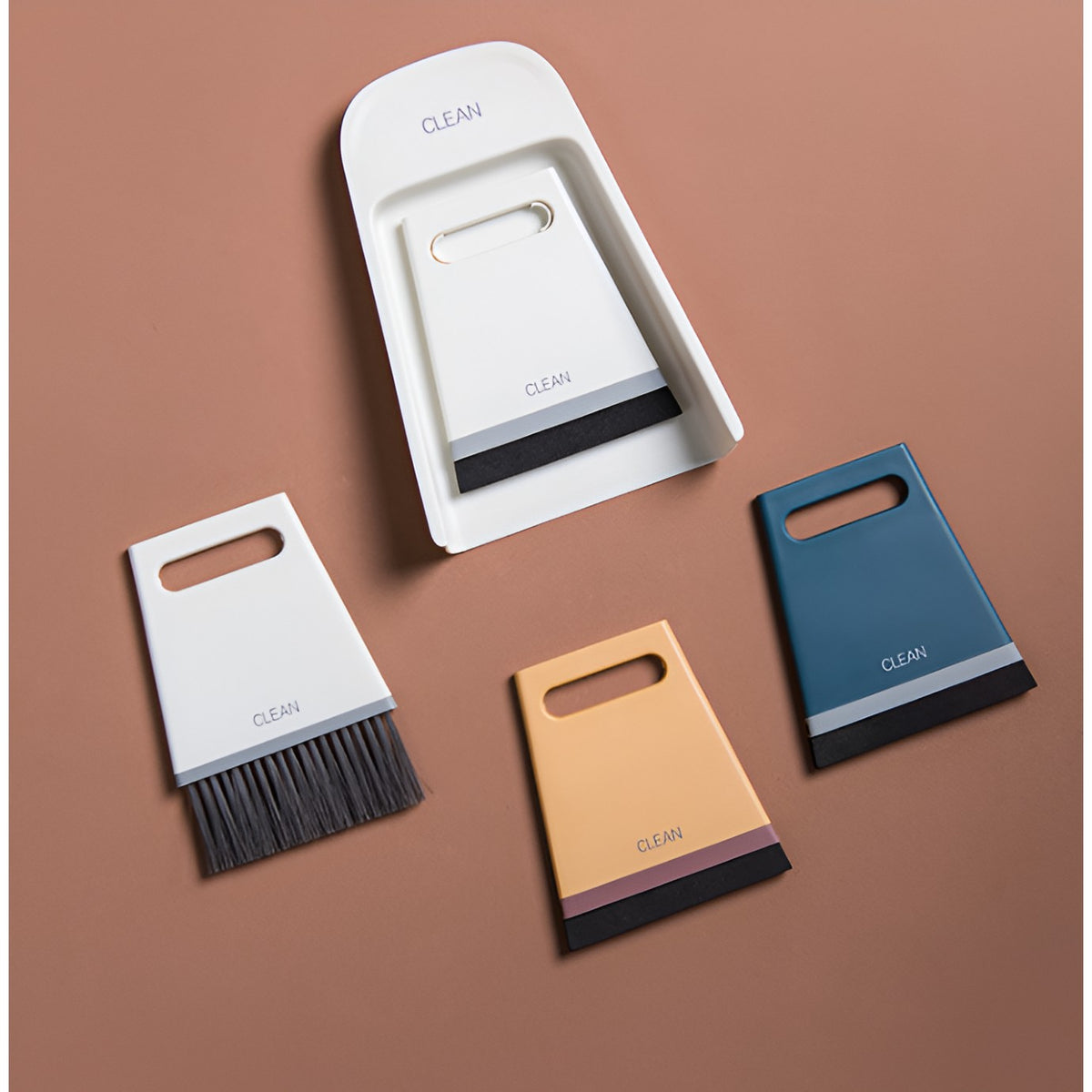 Set Mini Matura si Faras pentru Birou si Bucatarie, Kit Portabil de Curatare Suprafete si Spatii Inghuste, Polipropilena, 19.5x13.8x3.6 cm, Galben