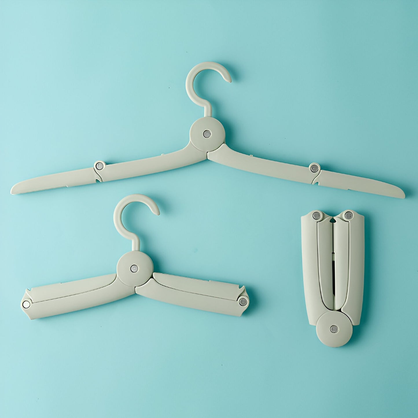 Umeraș Pliabil de Călătorie, Mini Cuier Portabil pentru Haine, Suport Telescopic Antiderapant, Material PP și Aluminiu, 14x7x1.4 cm, Verde