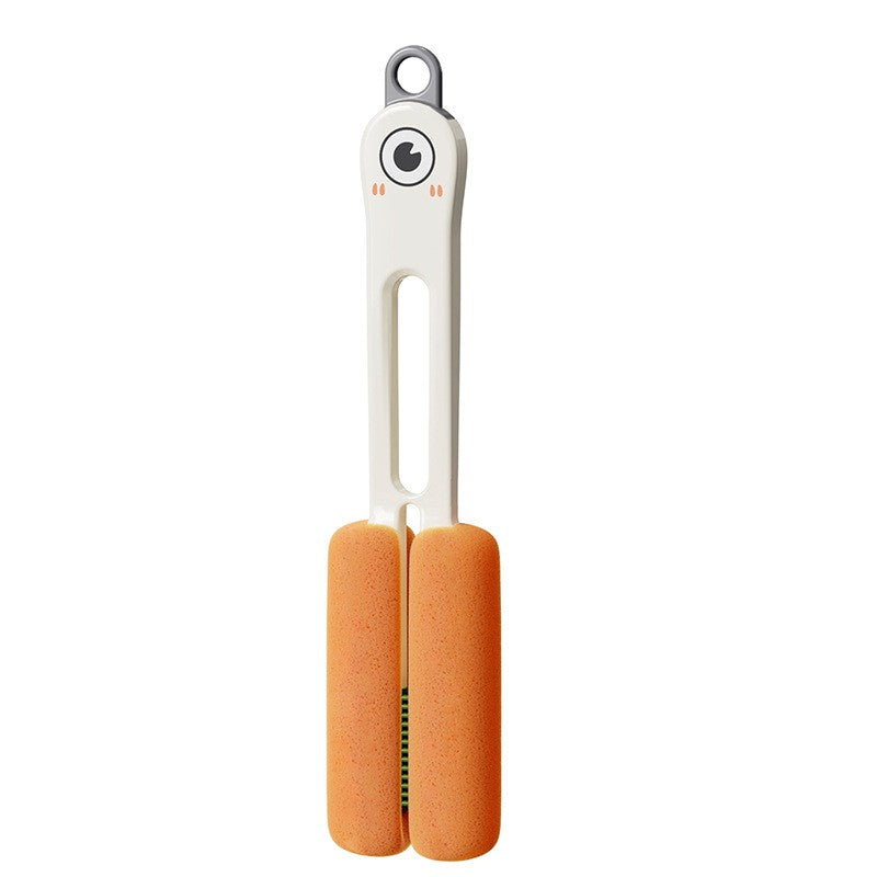 Perie de Curatat Pahare si Sticle, Set 4 in 1 cu Maner Lung si Burete, Perie Paie si Capace, ABS si Silicon, 27.5 cm, Alb