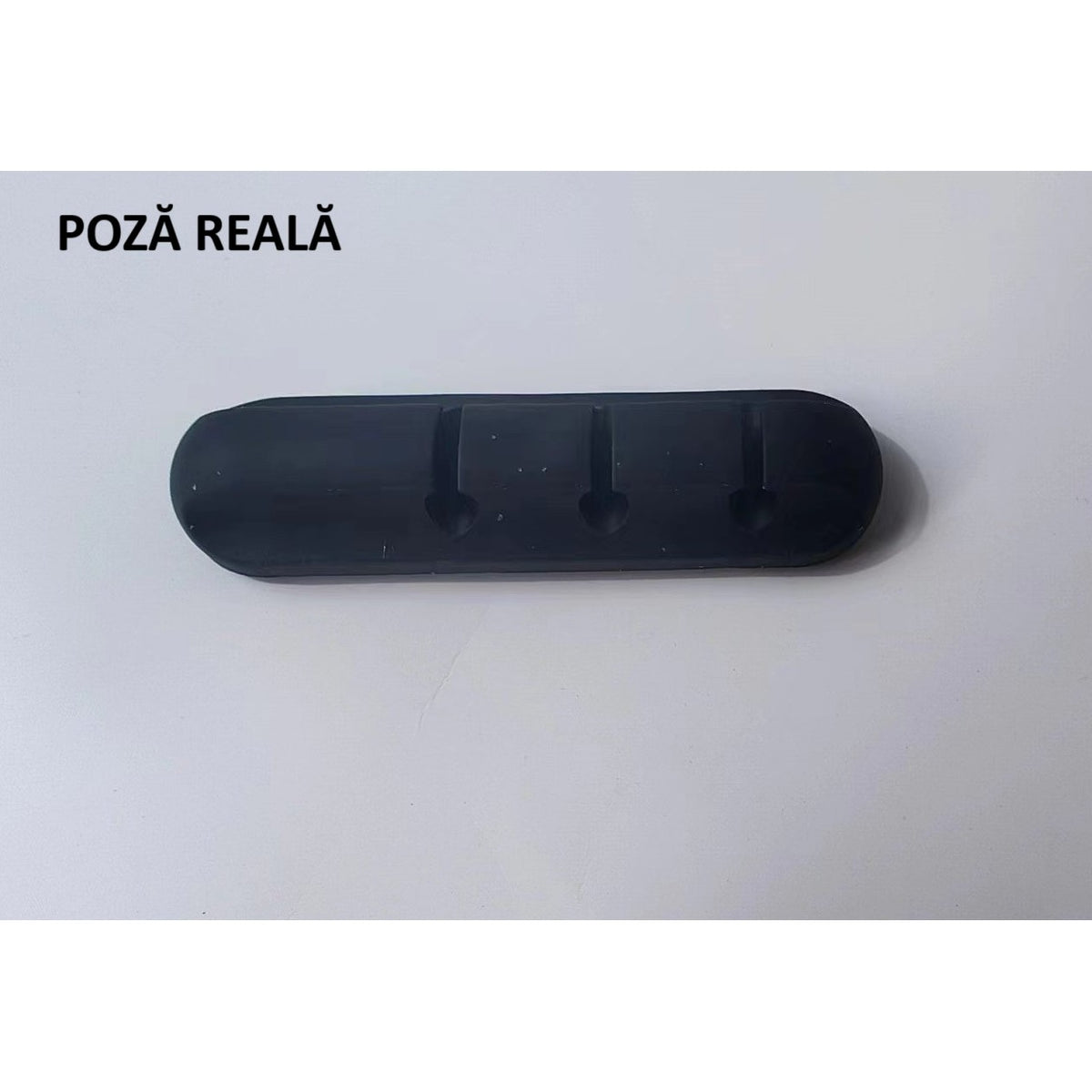 Organizator Cabluri si Fire, Suport Autoadeziv cu 3 Sloturi, Management Cablu USB si Incarcator, Silicon Flexibil, 6.4x2.2cm, Negru