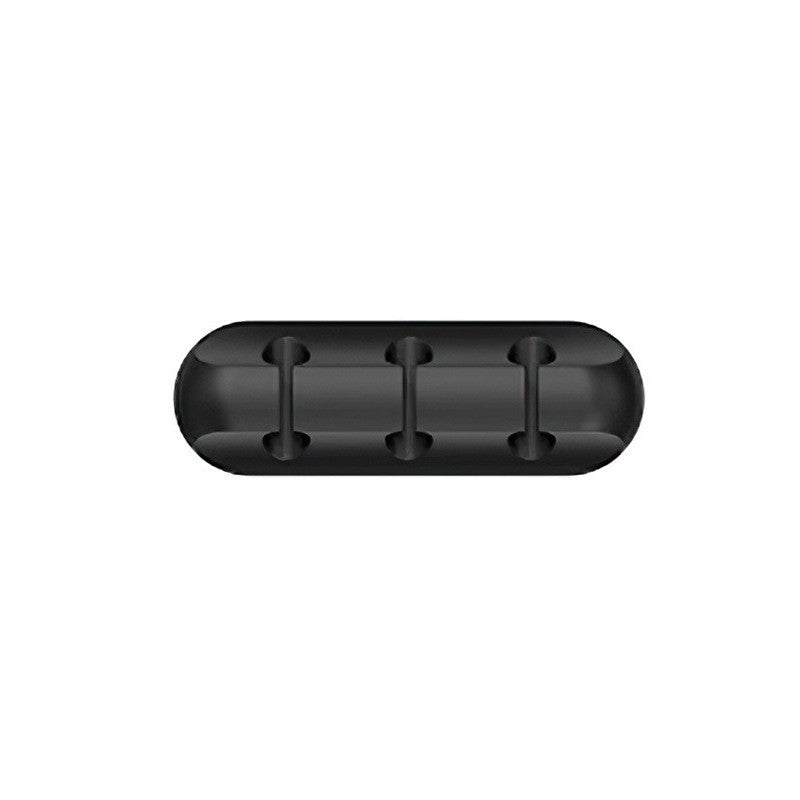 Organizator Cabluri si Fire, Suport Autoadeziv cu 3 Sloturi, Management Cablu USB si Incarcator, Silicon Flexibil, 6.4x2.2cm, Negru