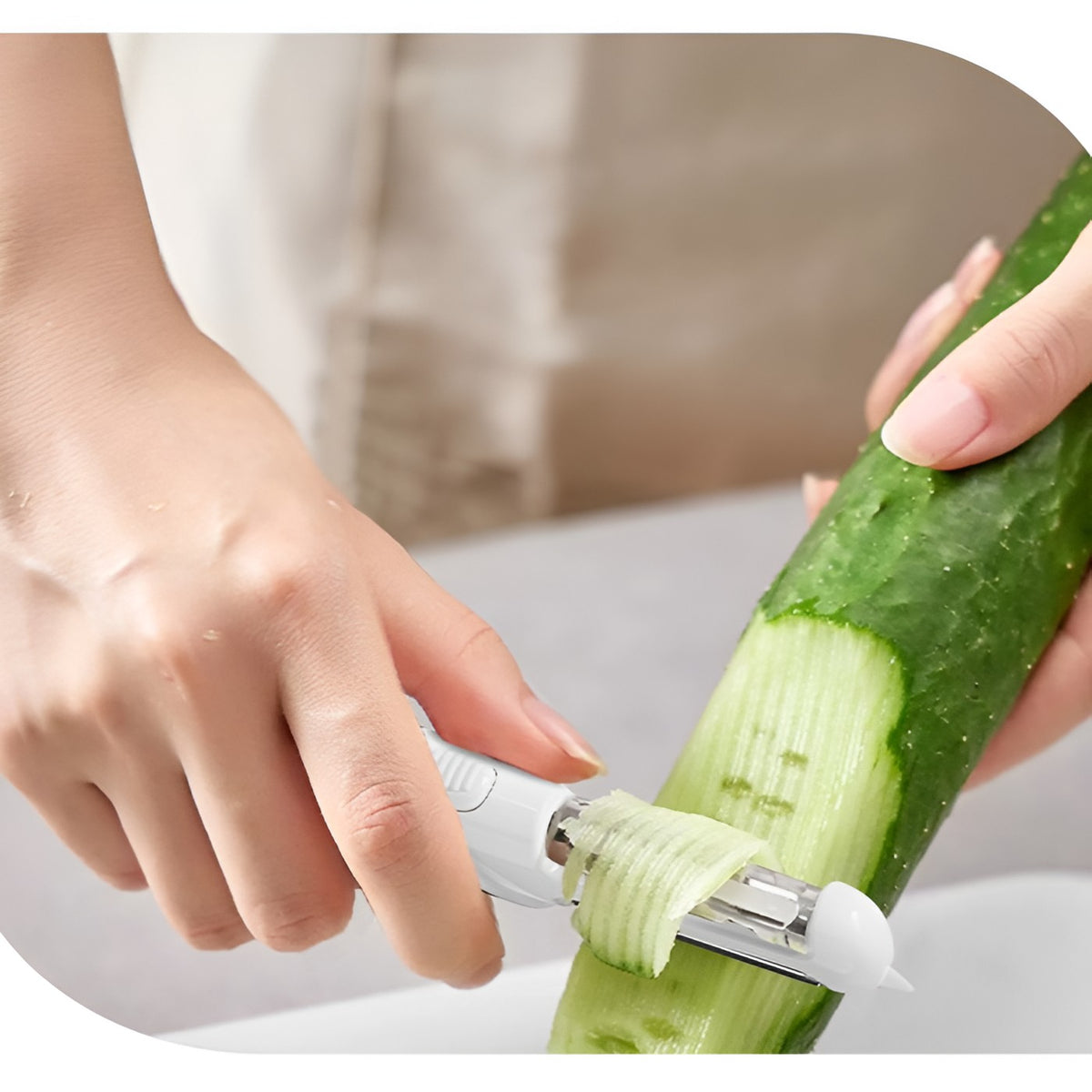 Cuțit de Bucătărie Multifuncțional 4 în 1, Curățător Legume, Răzătoare, Deschizător Sticle și Conserve, Oțel Inoxidabil și Plastic, 18.1x3.8x2 cm, Galben