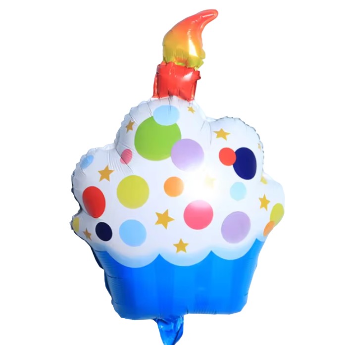 Balon Aniversar din Folie Metalizata, Figurina Model Prajitura Dulciuri, Umflare cu Aer sau Heliu, include Pai, 68x44 cm, Multicolor