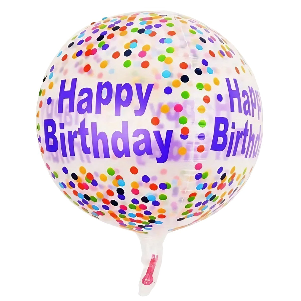 Balon Figurină 4D Happy Birthday, Tematică Bombonele, Folie Metalizată, Umflare Aer sau Heliu, include Pai, 63x24 cm, Mov-Multicolor