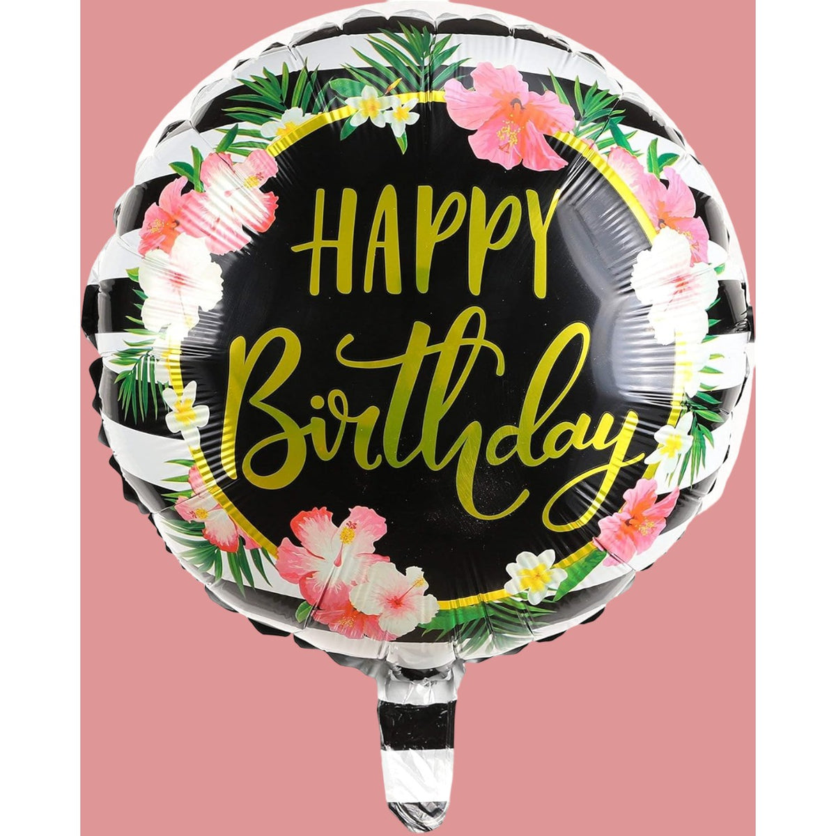 Balon Aniversar Happy Birthday, Figurina Rotunda din Folie de Aluminiu, Umflare Aer sau Heliu, Model 4, Multicolor, 45 cm, 1 Bucata
