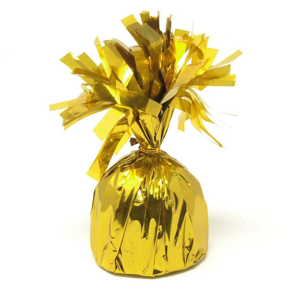 Greutate Pentru Baloane Cu Heliu, Decorativa Cu Franjuri Din Folie PET, Cu Inel De Prindere, 170 g, 13 x 5 x 3 cm, Auriu