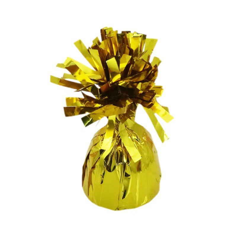 Greutate Pentru Baloane Cu Heliu, Decorativa Cu Franjuri Din Folie PET, Cu Inel De Prindere, 170 g, 13 x 5 x 3 cm, Auriu