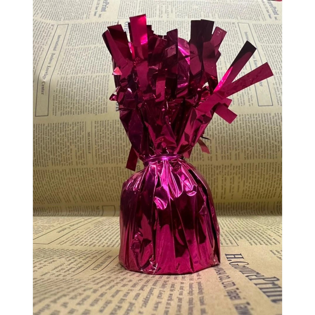 Greutate pentru Baloane cu Heliu, Accesoriu Decorativ cu Franjuri, Folie PET Lucioasa, Inel de Prindere, 170g, 13 x 5 x 3 cm, Roz