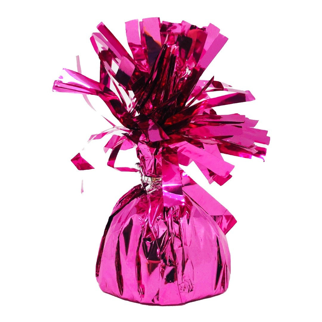 Greutate pentru Baloane cu Heliu, Accesoriu Decorativ cu Franjuri, Folie PET Lucioasa, Inel de Prindere, 170g, 13 x 5 x 3 cm, Roz