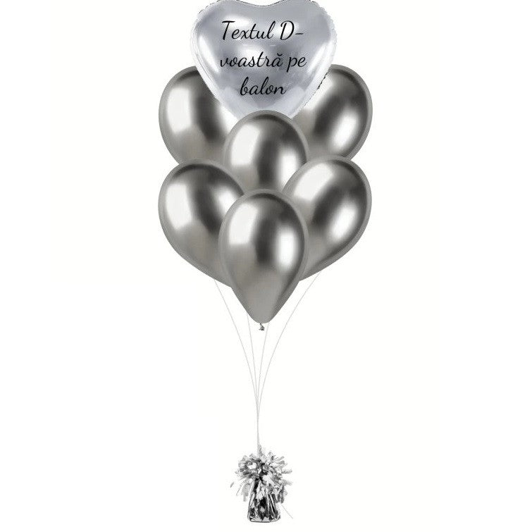 Greutate Pentru Baloane Cu Heliu, Accesoriu Decorativ Cu Franjuri, Folie PET Lucioasa, Inel Prindere Transparent, Argintiu, 170g, 13 x 5 x 3 cm