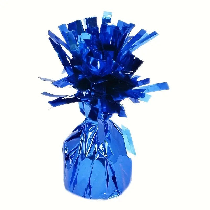 Greutate pentru Baloane cu Heliu, Suport Decorativ cu Franjuri, Folie PET Lucioasa, Inel de Prindere, 170 g, Albastru