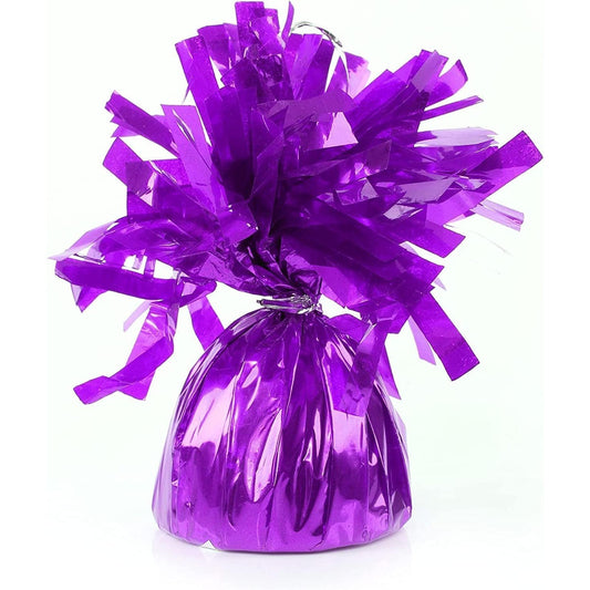 Greutate pentru Baloane cu Heliu, Accesoriu Decorativ cu Franjuri, Folie PET Lucioasa, 170g, 13 x 5 x 3 cm, Mov