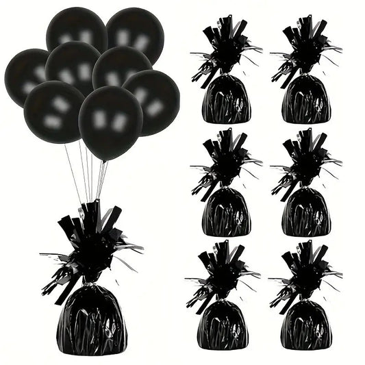 Greutate pentru Baloane cu Heliu, Decorativa cu Franjuri, Fixare Aranjamente Petrecere, Material PET, 170g, Negru