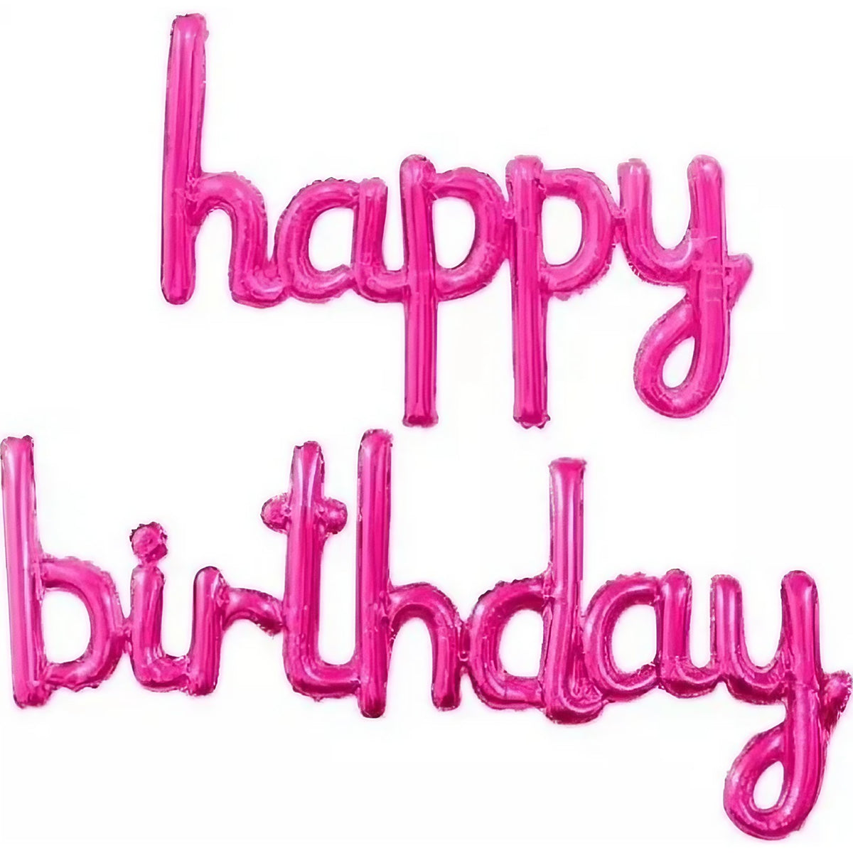 Set Baloane Party Happy Birthday, Baloane din Folie Metalizata, Umflare Aer sau Heliu, Include Pai, 45x85 cm si 45x124 cm, Roz