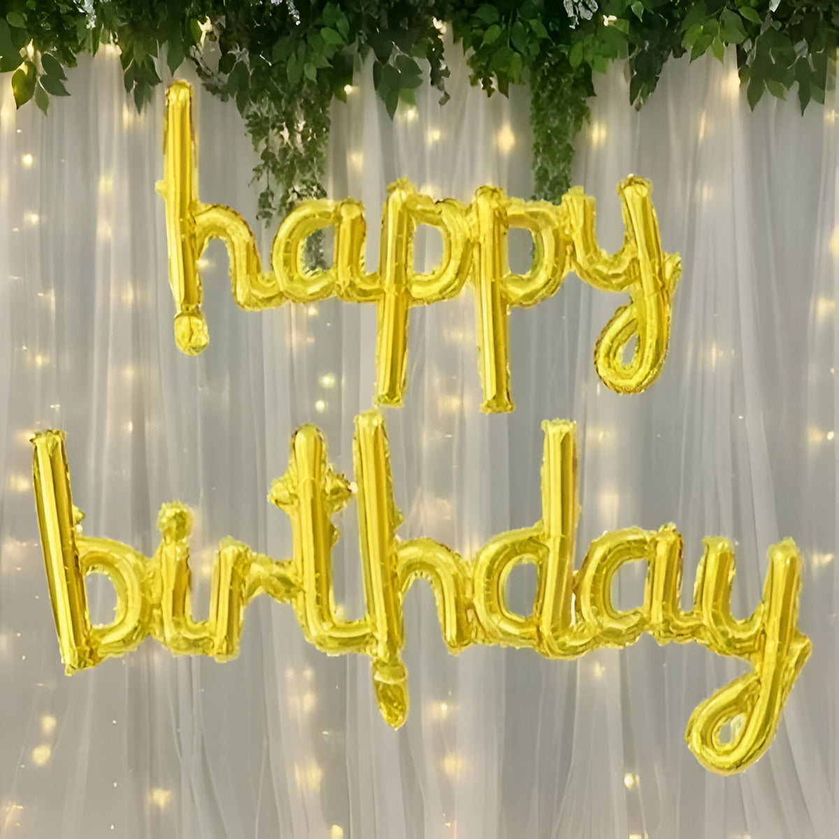 Set Baloane Aniversare Happy Birthday, Baloane Party din Folie de Aluminiu, Umflare Aer sau Heliu, Pai Inclus, 45x85 cm si 45x124 cm, Auriu