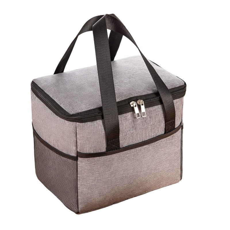 Geanta Termica pentru Pranz si Picnic, Izolatie Alimentara si Buzunar Telefon, Material Impermeabil, 24 x 18 x 21 cm, Gri