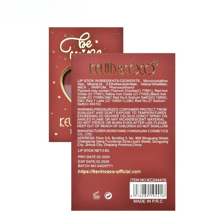 Kevin & Coco Ruj de Buze Mat, Textură Catifelată Rezistentă la Transfer, Formulă Cruelty-Free și Non-Toxică, Roz, 11.2 x 7.2 x 2.5 cm