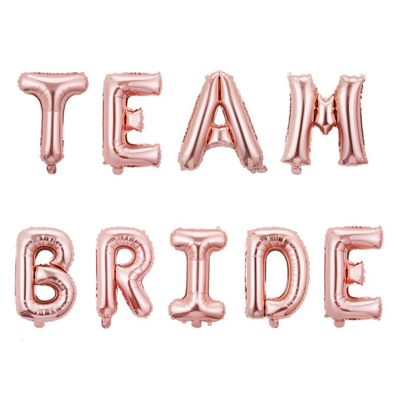 Set Baloane Litere Team Bride, Baloane Party din Folie Metalizata, Umflare Aer sau Heliu, Litere 40 cm, Roz