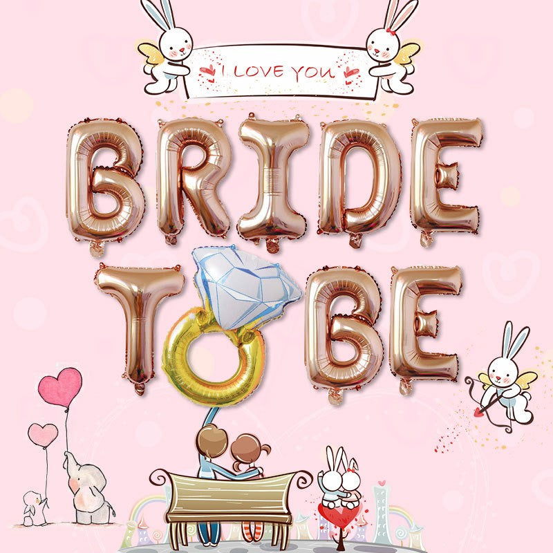 Set Baloane Bride To Be, Litere 40 cm din Folie Metalizată, Decor Petrecere Burlăcițe, Umflare Aer sau Heliu, Roz, Set Complet cu Pai Inclus