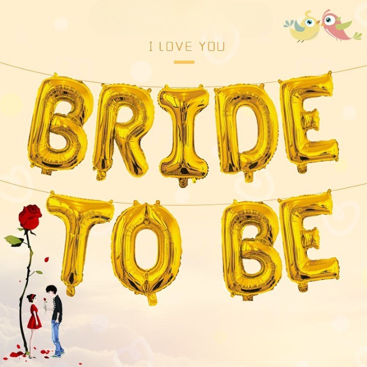 Set Baloane Litere Bride to Be, Decoratiuni Petrecere Burlacite, Folie Aluminiu Metalizata, Umflare Aer sau Heliu, Include Pai, 40 cm, Auriu