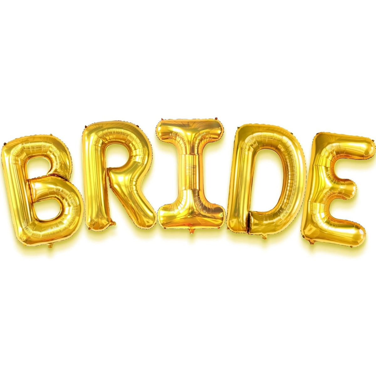 Set Baloane Litere Bride, Folie Metalizata Party, Umflare Aer sau Heliu, Include Pai, Inaltime 40 cm, Auriu
