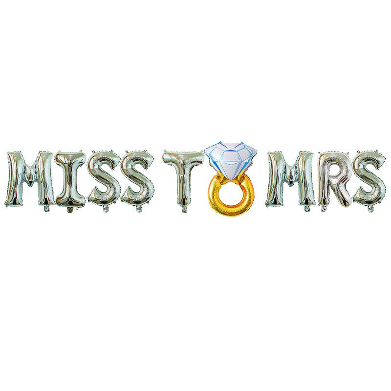 Set Baloane Miss To Mrs Cu Inel De Logodna, Baloane Litere Petrecere Burlacite, Folie Aluminiu, Umflare Aer Sau Heliu, Argintiu, 40 cm