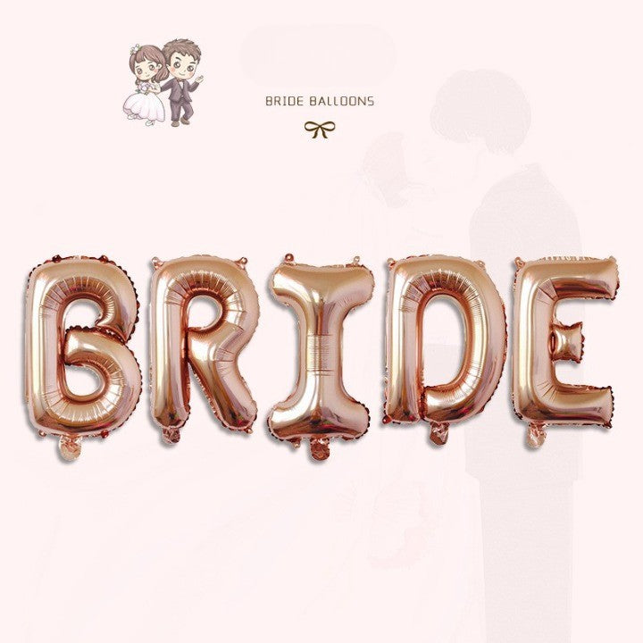 Set Baloane Party Bride, Litere din Folie Metalizata pentru Nunta sau Petrecere Burlacitelor, Umflare Aer sau Heliu, Roz, 40 cm