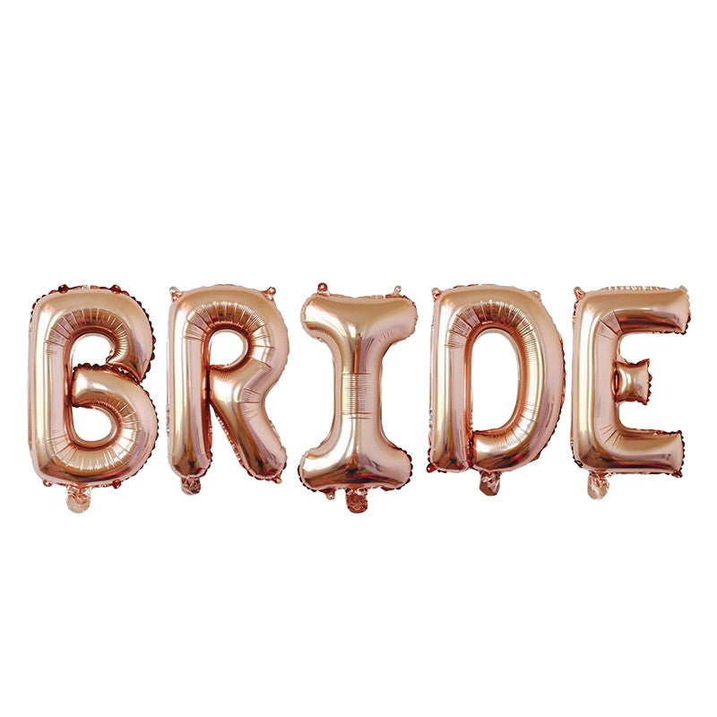 Set Baloane Party Bride, Litere din Folie Metalizata pentru Nunta sau Petrecere Burlacitelor, Umflare Aer sau Heliu, Roz, 40 cm