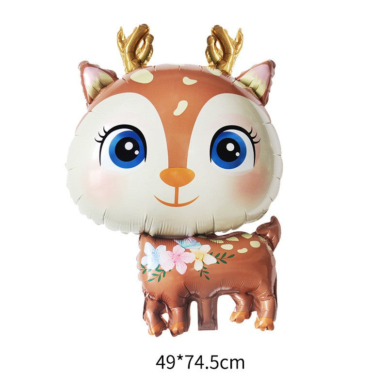Balon din Folie Metalizata, Model Cerb, Figurina pentru Aniversari si Petreceri, Umflare cu Aer sau Heliu, Include Pai, Maro, 49x74.5 cm