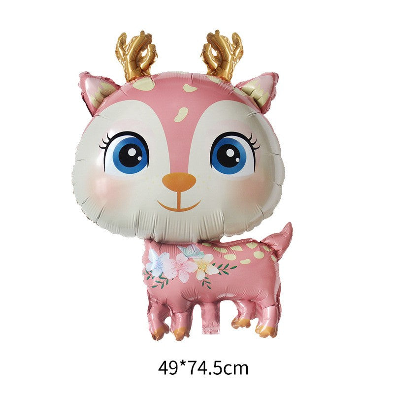 Balon din Folie Metalizata, Model Cerb, Mini Figurina pentru Petreceri si Aniversari, Compatibil Aer sau Heliu, Roz, 49x74.5 cm, 1 Bucata