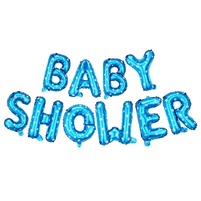 Set Baloane Baby Shower, Litere din Folie Metalizata 40 cm, Decor Petrecere Baiat, Include Pai, Ata si Adeziv, Umflare Aer sau Heliu, Albastru